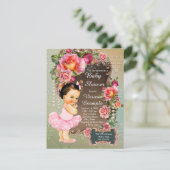 Invitation Rose Pearl Tutu Baby shower (Debout devant)