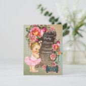 Invitation Rose Pearl Tutu Baby shower fille (Debout devant)