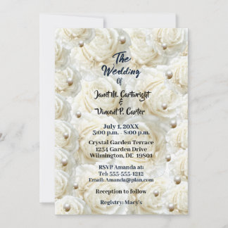 Invitation Rose Pearl'Mariage moderne tout blanc
