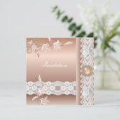Invitation rose pêche Broderie Florale (Debout devant)