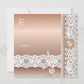 Invitation rose pêche Broderie Florale (Dos)