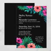 Invitation Rose, Pêche et Vert sur Mariage noir (Devant / Derrière)