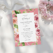 Invitation Rose & Pêche Floral & Mariage vert - Rose V2