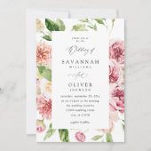 Invitation Rose & Pêche Floral & Mariage vert V2 (Devant)