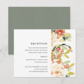 INVITATION ROSE PÊCHE NUANCE SUBTILE FLEURS AQUARELLE RÉCEPTI (Devant / Derrière)