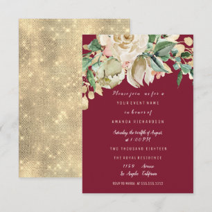 Invitation Rose peinte de fête de douche de mariée Floral Bru
