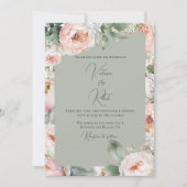 Invitation Rose Peony Floral Aquarelle Sage Mariage moderne (Devant)