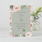 Invitation Rose Peony Floral Aquarelle Sage Mariage moderne (Debout devant)