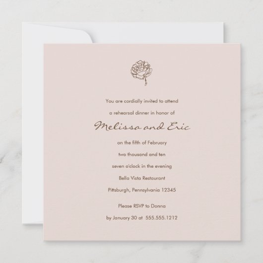 invitation rose personnalisée (Devant)