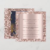 Invitation Rose photo Gold GlitterBridal Sweet16e graduation (Devant / Derrière)