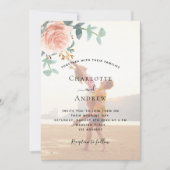 Invitation Rose photo or fleurie mariage (Devant)