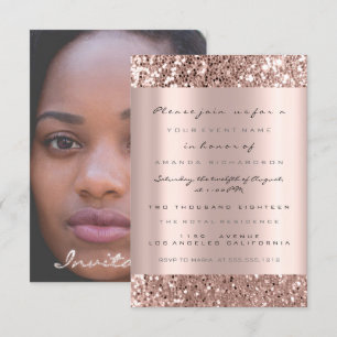 Invitation Rose photo Parties scintillant Fête des mariées di