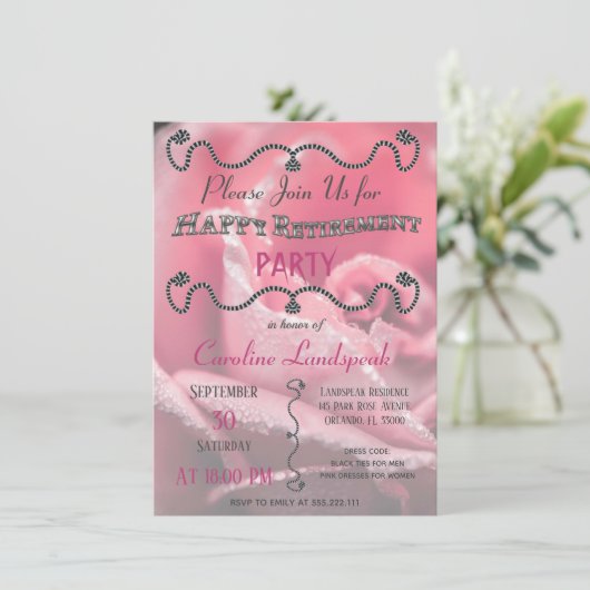 Invitation Rose photo pour Happy Retirement Party (Debout devant)
