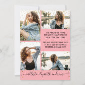 Invitation Rose Pink Gold Confetti Photo Collage Anniversaire (Dos)