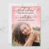 Invitation Rose Pink Gold Confetti Photo Collage Graduation (Devant)