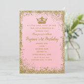 Invitation Rose Pink & Gold Parties scintillant Couronne 1er (Debout devant)
