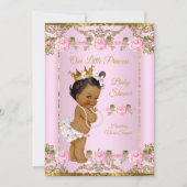 Invitation Rose Pink Gold White Princesse Baby shower ethniqu (Devant)