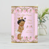Invitation Rose Pink Gold White Princesse Baby shower ethniqu (Debout devant)