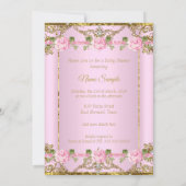 Invitation Rose Pink Gold White Princesse Baby shower ethniqu (Dos)