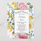Invitation rose Pink Jellow Floral (Devant / Derrière)