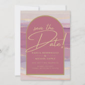Invitation Rose Pink Or Mariage en marbre Arch SAVE DATES (Devant)