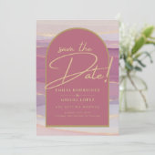 Invitation Rose Pink Or Mariage Marbre Archiver Dates (Debout devant)