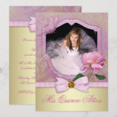 Invitation Rose Pink Quinceanera (Devant / Derrière)