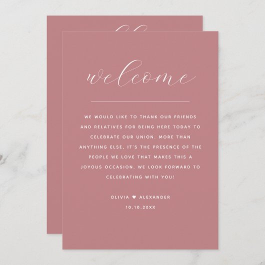 Invitation Rose Pink Wedding Timeline | Spring Itinerary (Devant / Derrière)