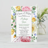 Invitation rose Pink Yellow Floral Graduation (Debout devant)