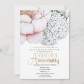 Invitation Rose Pivoine 75e Anniversaire de Mariage (Devant)
