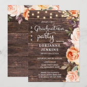 Invitation Rose Poudré et Fleurs de Pêche en Bois pour la Rem (Devant / Derrière)