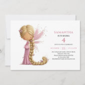 Invitation rose poudré pour les 2 ans de Jolie Fée (Devant)