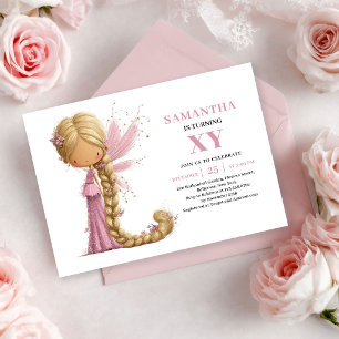 Invitation rose poudré pour les 2 ans de Jolie Fée