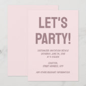 Invitation Rose poudré uni couleur solide délicate (Devant / Derrière)