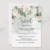 Invitation Rose poudrée rustique avec fleurs et or rose pour  (Devant)