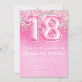 Invitation rose pour 18e anniversaire fille paille (Devant)