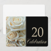 Invitation rose pour 20 ans de mariage (Devant / Derrière)