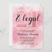 Invitation rose pour 21 ans et légal