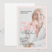Invitation rose pour 50 ans et fabuleux (Devant / Derrière)
