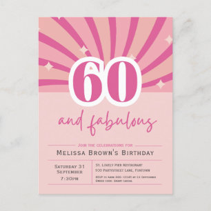 Invitation rose pour 60e anniversaire '60 ans et f