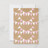 Invitation rose pour baptême de bébé Bunting (Dos)