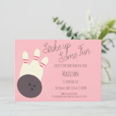 Invitation rose pour fête d'anniversaire au bowlin (Debout devant)
