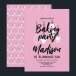 Invitation rose pour fête d'anniversaire de chef p<br><div class="desc">Cartes d'invitation pour fête à thème de pâtisserie</div>
