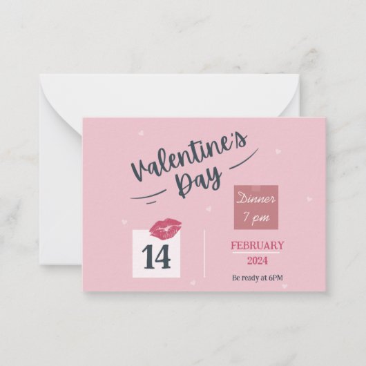 Invitation rose pour la fête de la Saint-Valentin (Devant)