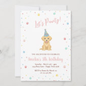 Invitation rose pour l'anniversaire d'un chiot mig (Devant)