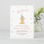 Invitation rose pour l'anniversaire d'un chiot mig (Debout devant)