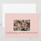 Invitation rose pour le 6ème anniversaire (Devant / Derrière)