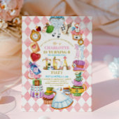 Invitation rose pour les 6 ans d'Alice au pays des