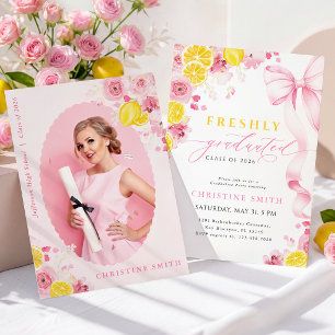 Invitation Rose pour Nouveau Diplômé