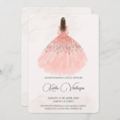 Invitation rose pour Quinceañera  (Devant / Derrière)